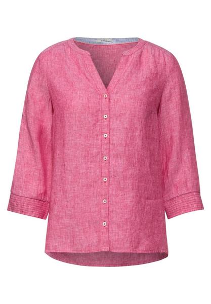 LINEN_3/4 Blouse Chambray - 13551/rasberry red