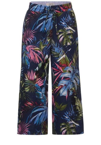 LINEN_wide leg print - 30128/deep blue