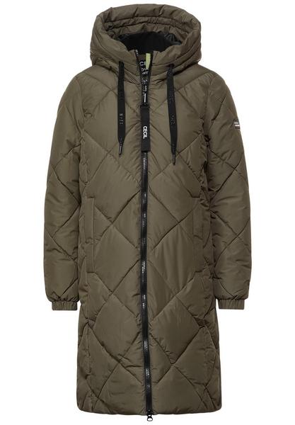 Diamond Quilted Coat - 13638/olive oil green