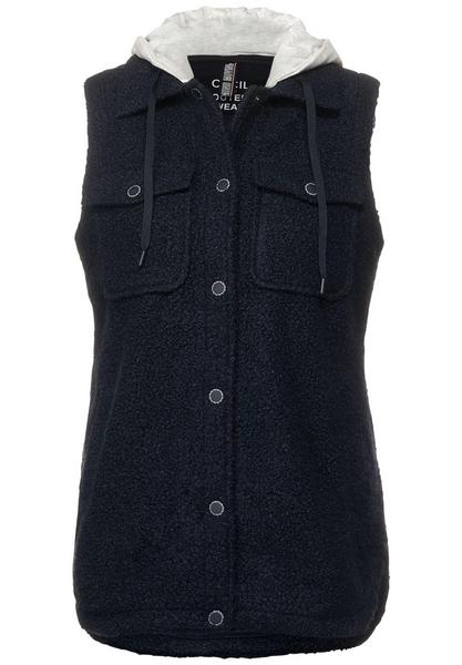 Curly Fake Wool Vest - 14077/night sky blue