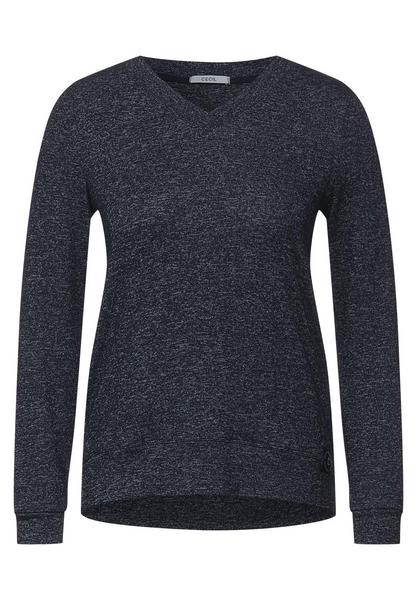 TOS Melange V-Neck - 14189/night sky blue melange