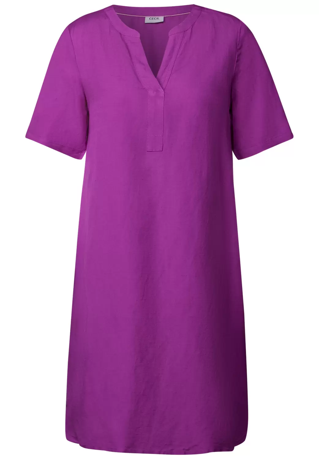 Split Neck Leinenmix Kleid