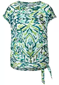 Gemusterte Leinenmix Bluse