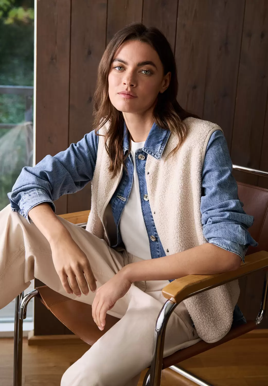 TOS Curly Fake Wool Vest - 15641/teddy vanilla whi