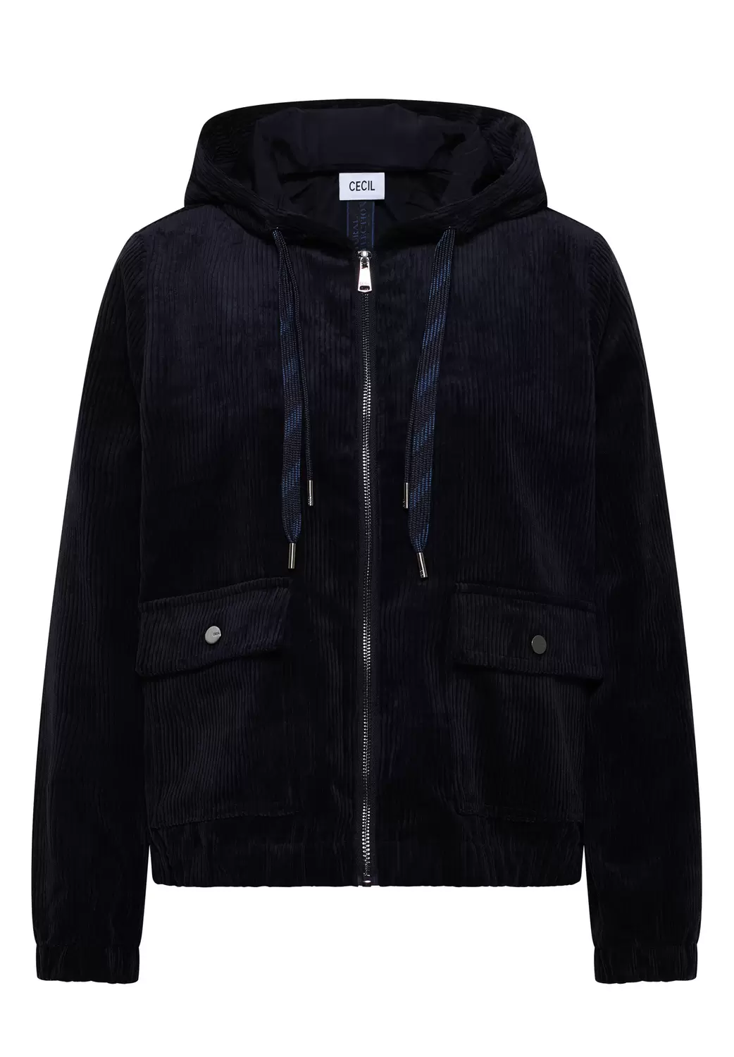 Cordjacke mit Kapuze