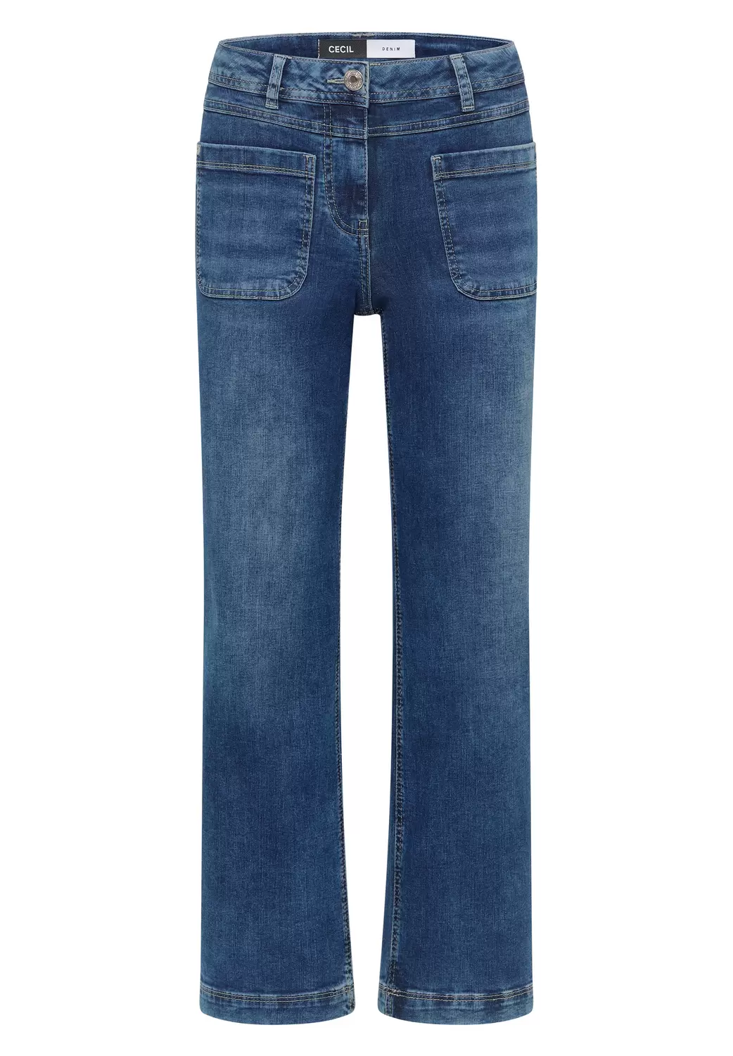 Wide Leg Patch Pocket Jeans