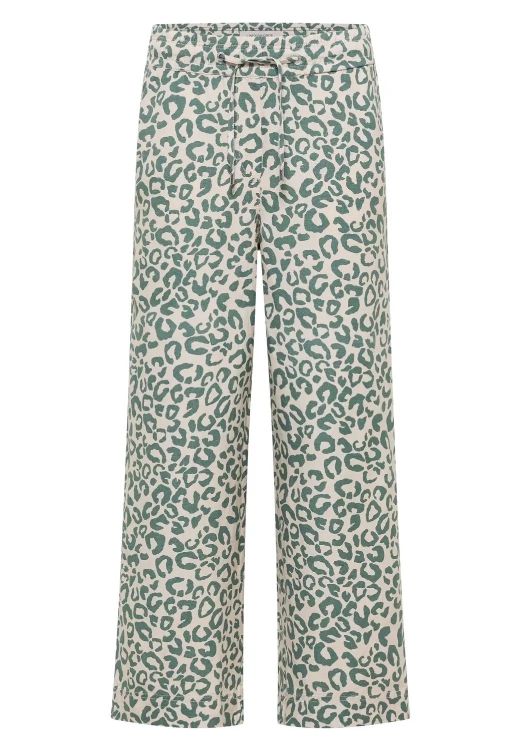 Wide Leg Hose aus Leinenmix im Leoprint