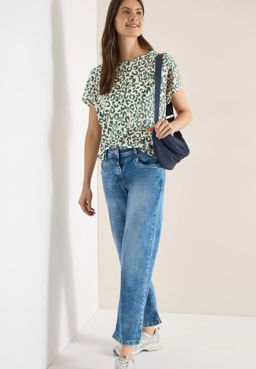 Shirt im Leinen-Look mit Leo-Print