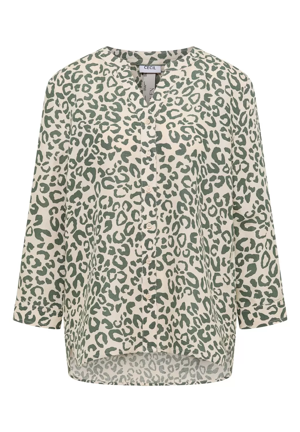 Bluse mit Leo-Muster aus Leinenmix