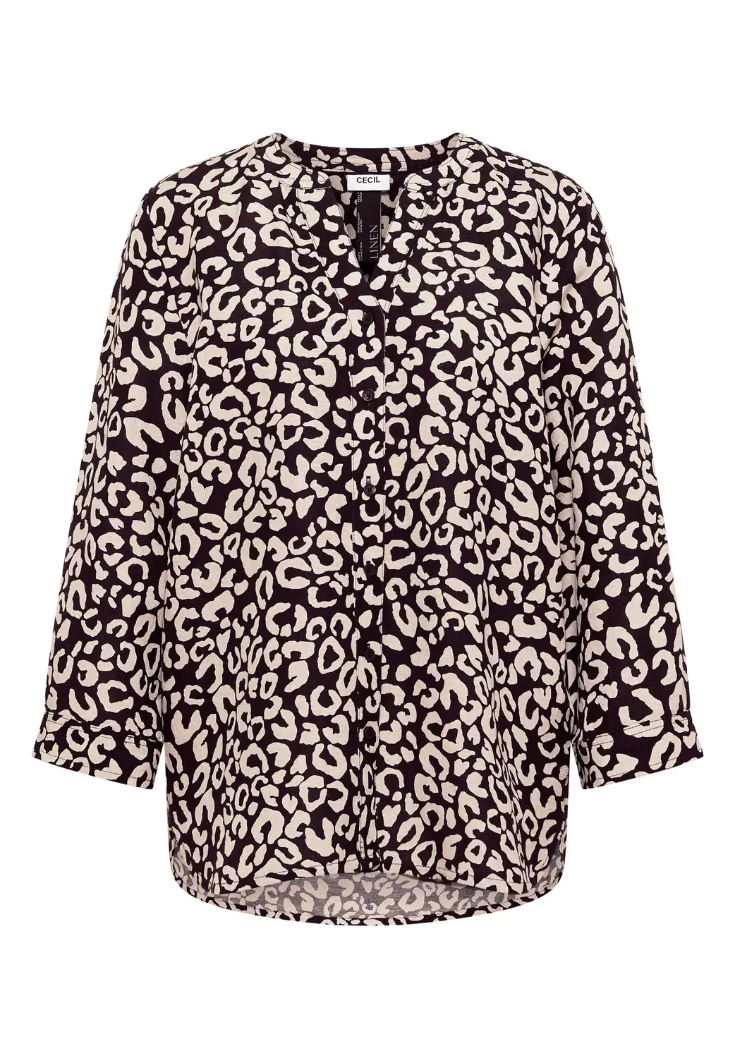 Bluse mit Leo-Muster aus Leinenmix