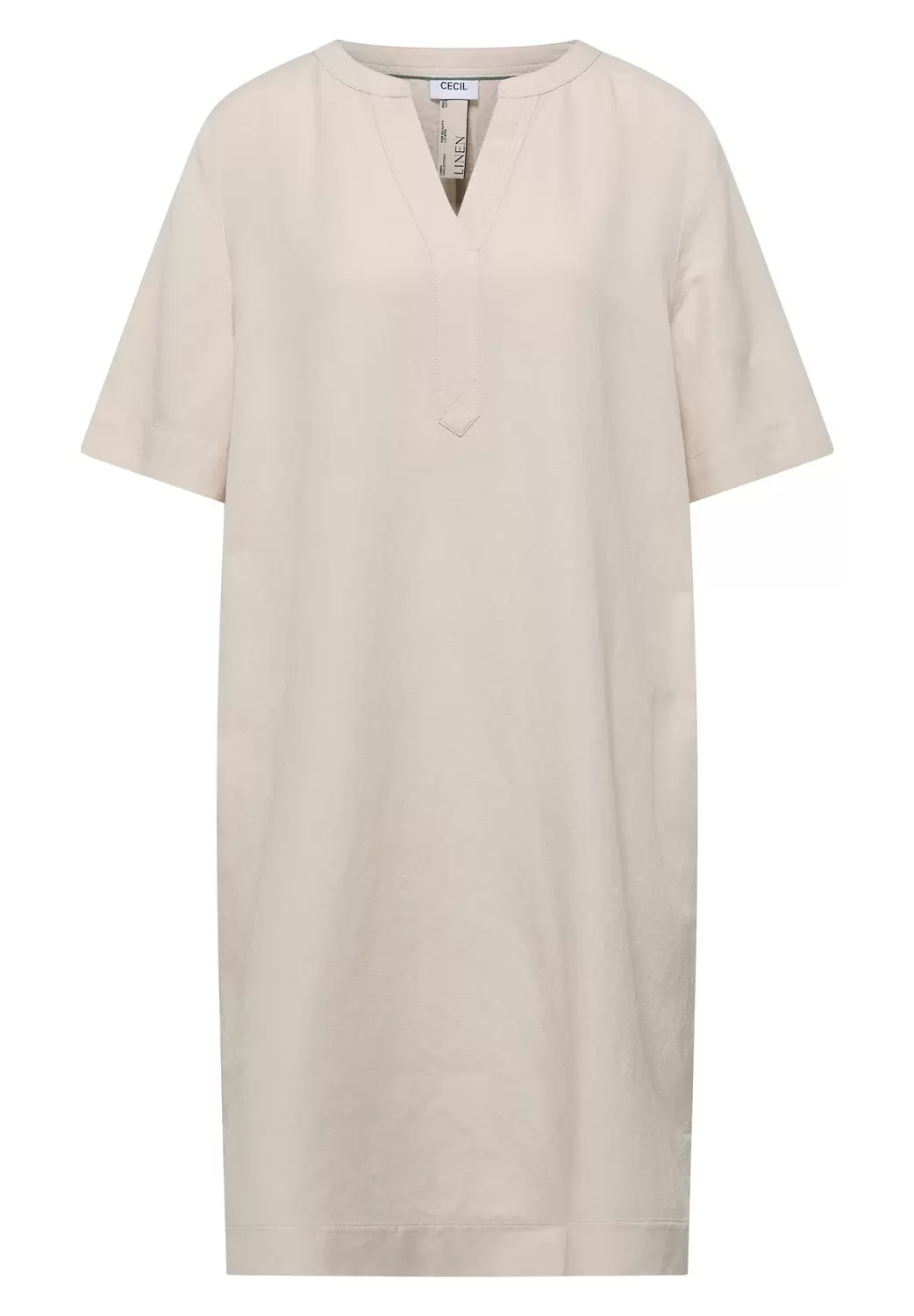 LI/CV_Solid Split Neck Dress female