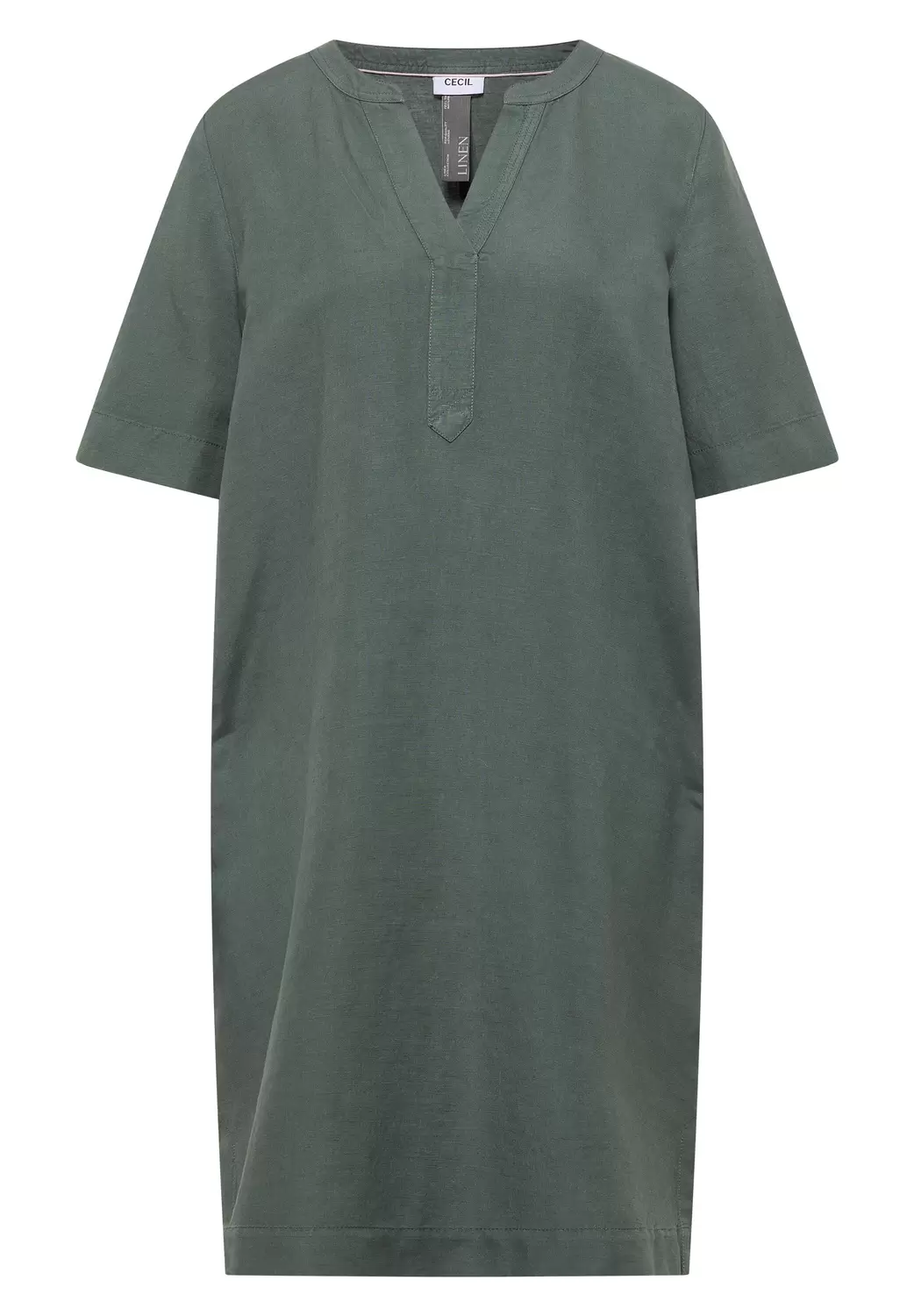 Knielanges Kleid aus Leinenmix