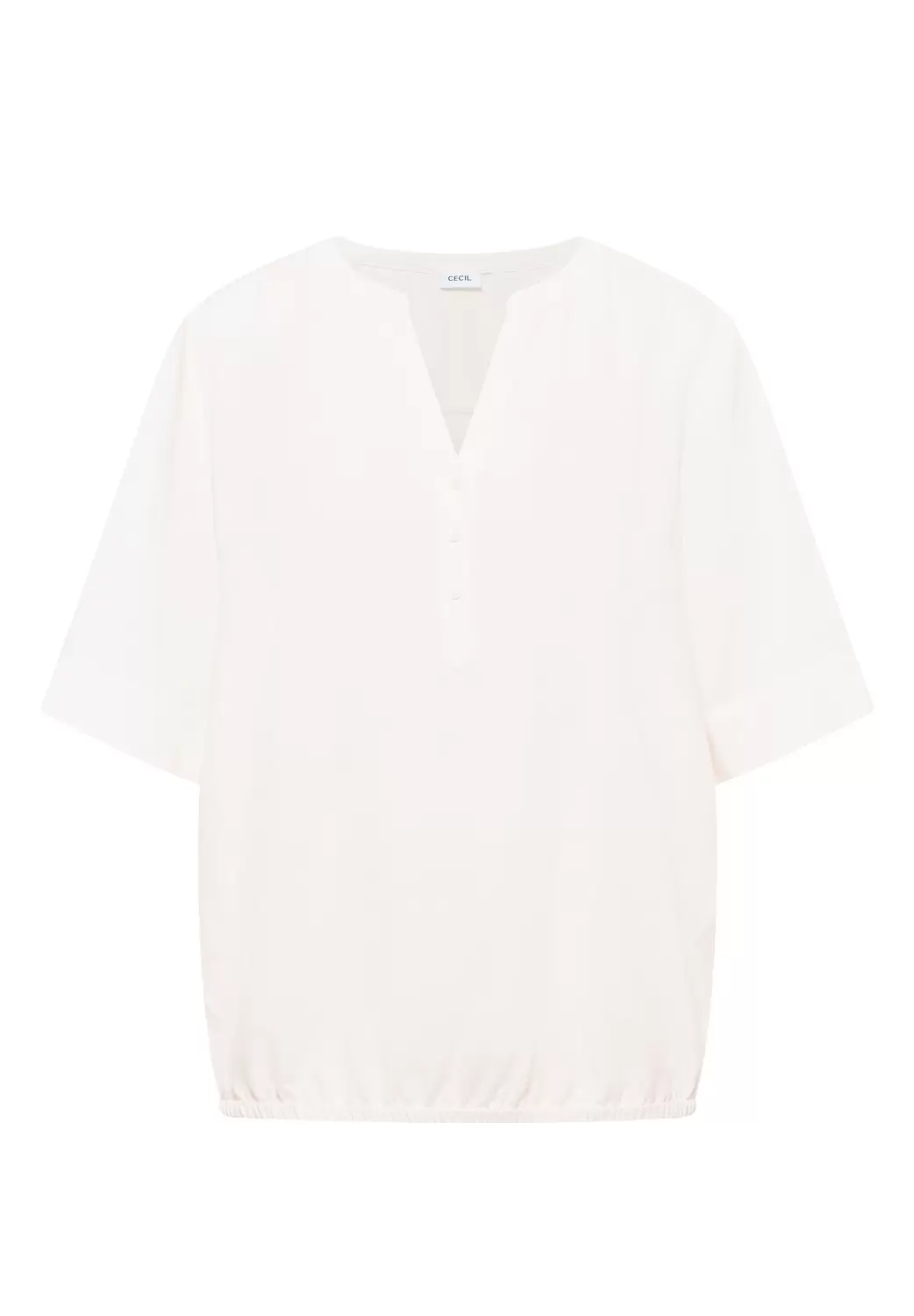 Kurzarm Bluse mit Split Neck