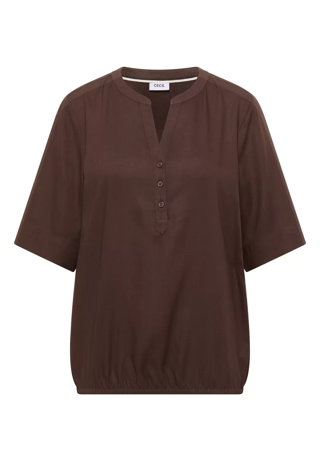 Kurzarm Bluse mit Split Neck