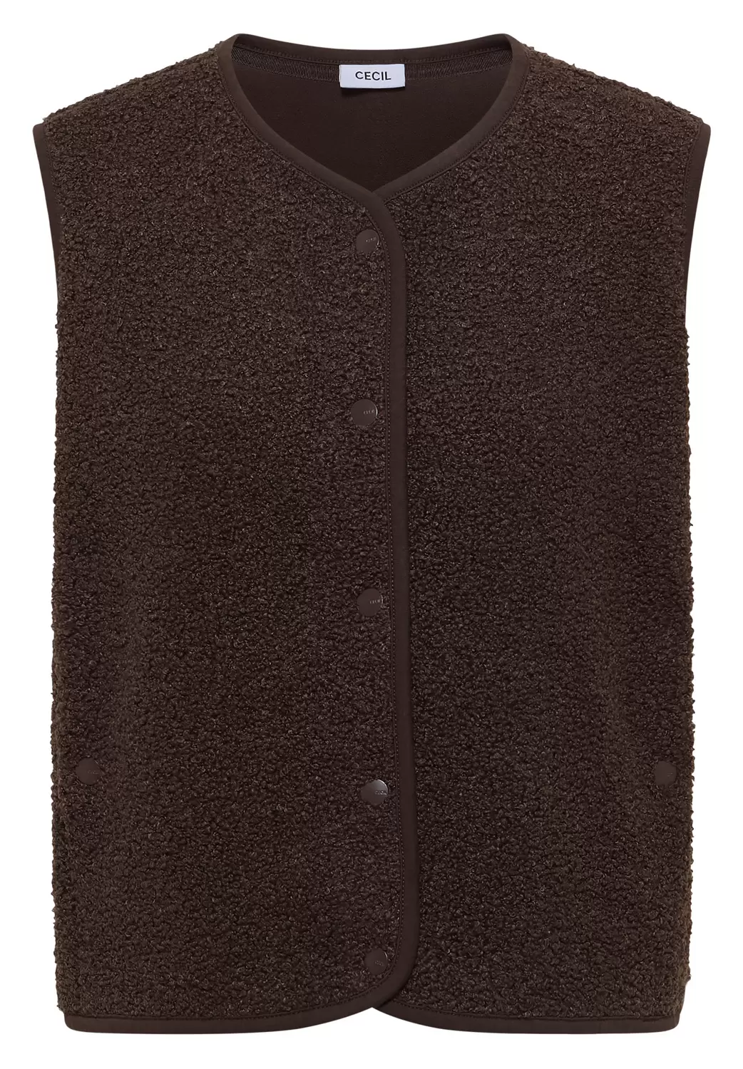 Weste aus Teddy-Material mit Rundhals