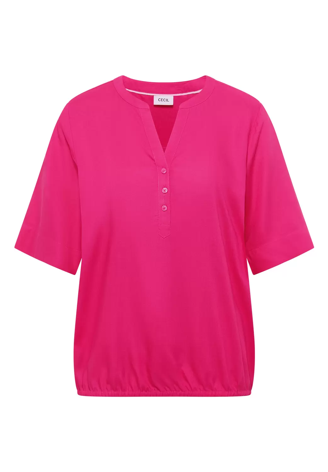 Kurzarm Bluse mit Split Neck