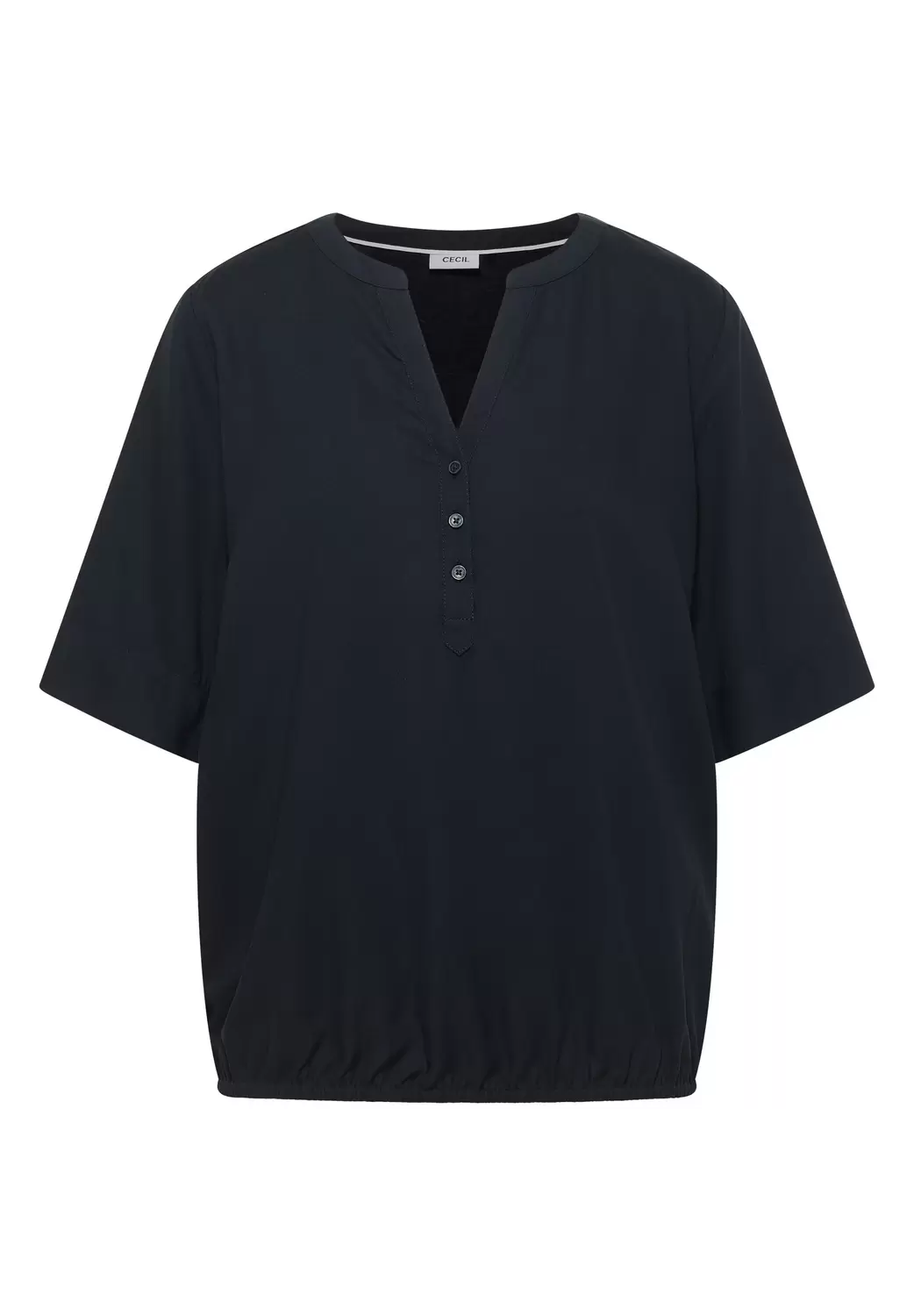 Kurzarm Bluse mit Split Neck