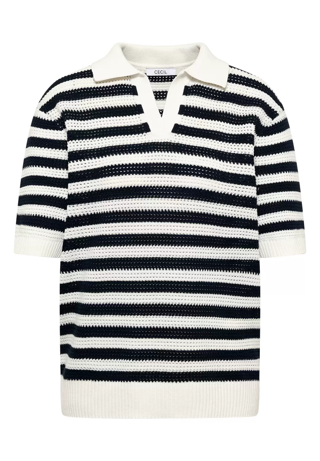 Kurzarm Poloshirt in Crochet-Qualität