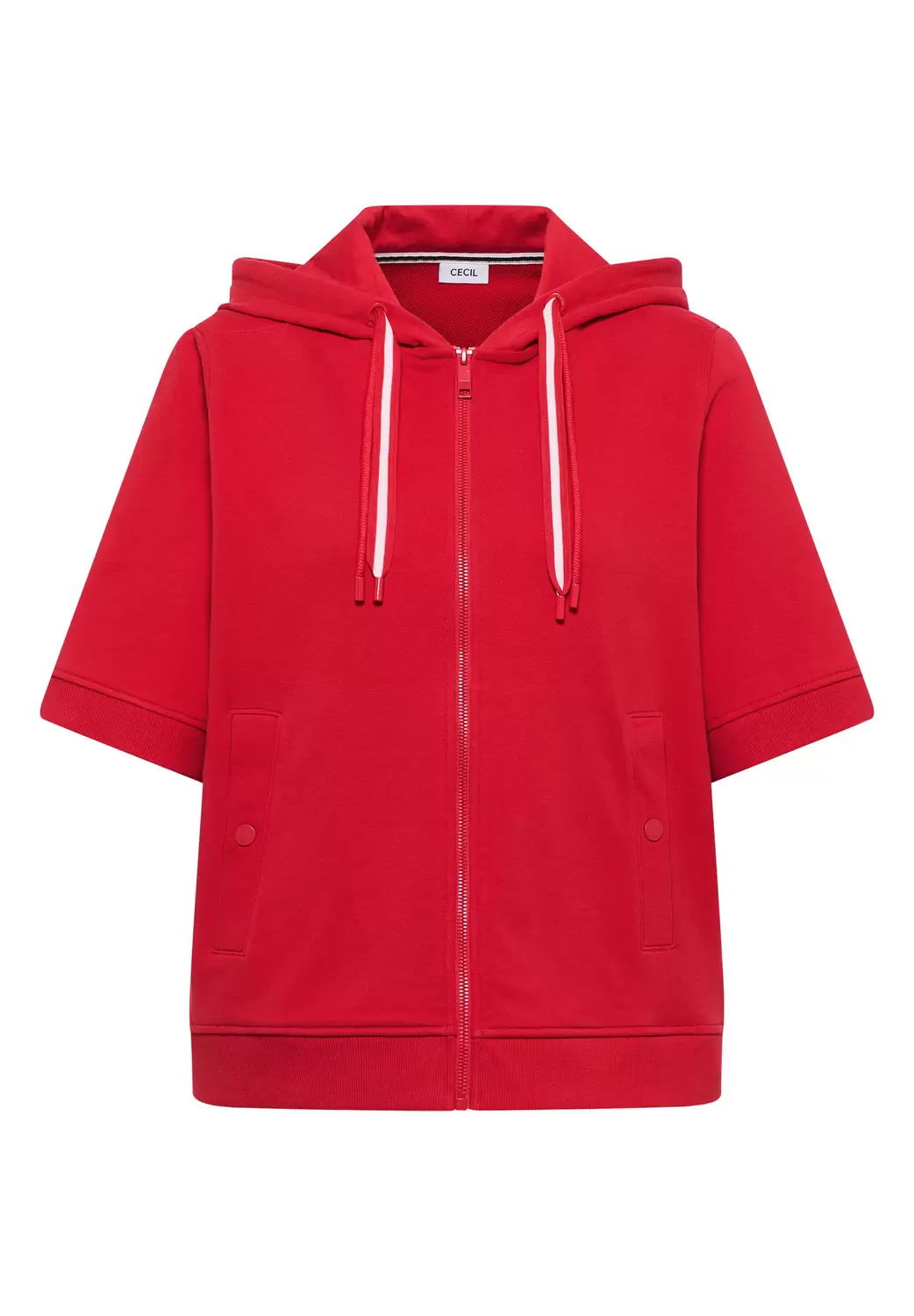 Kurzarm Sweatjacke mit Kapuze