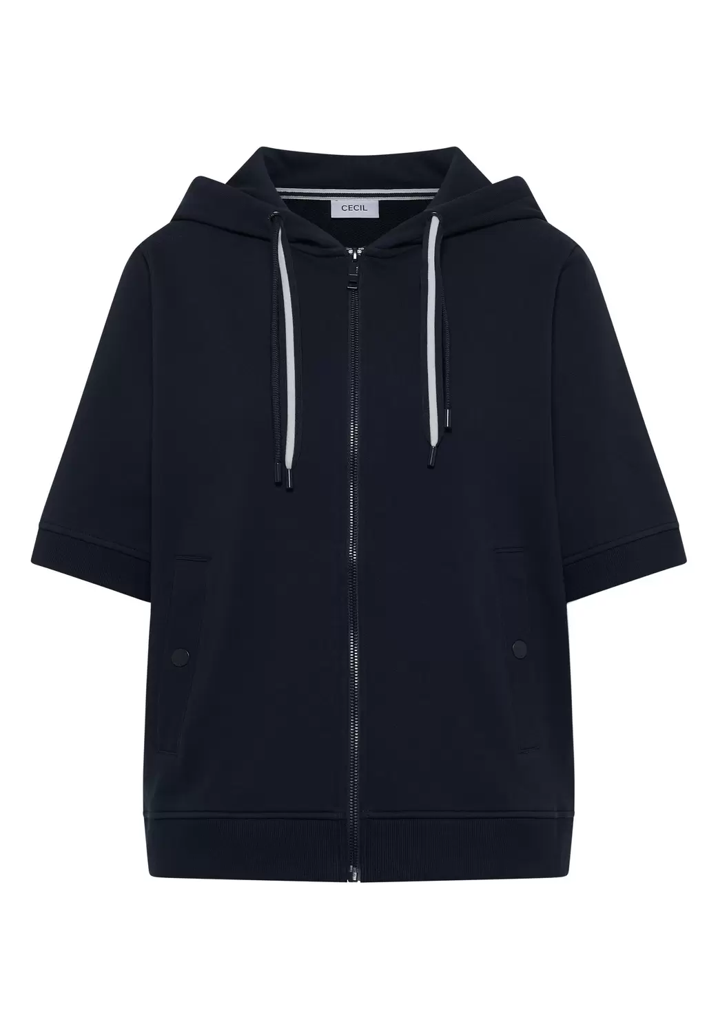 Kurzarm Sweatjacke mit Kapuze