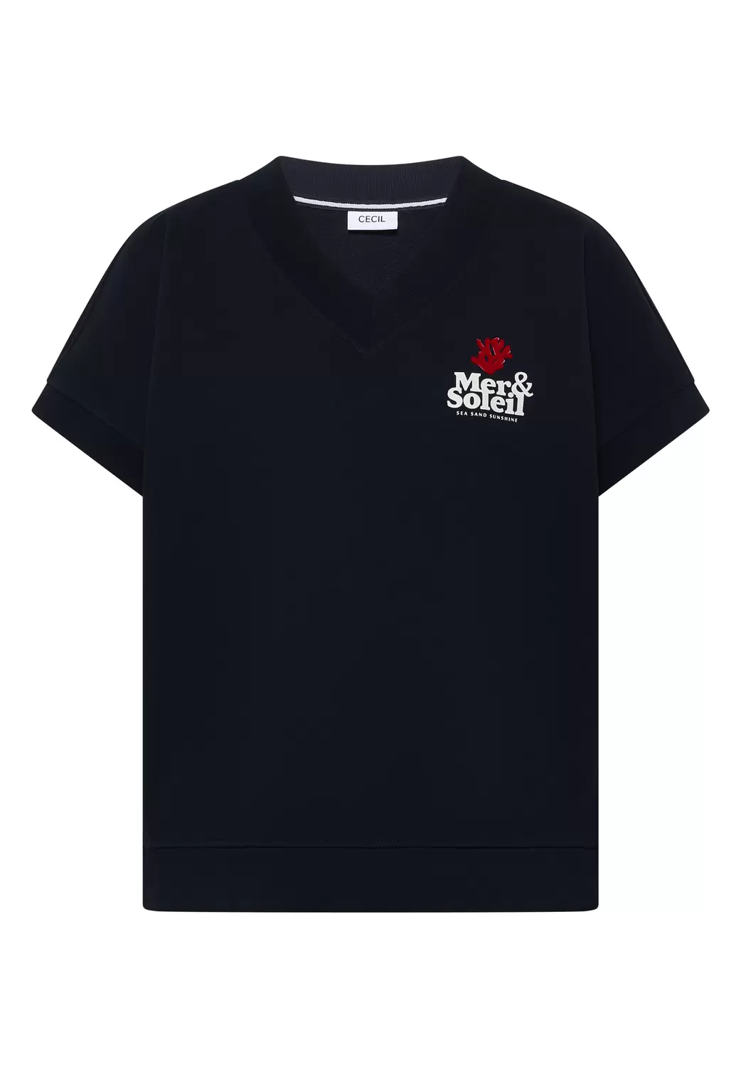 V-Neck Sweatshirt w. Print Det