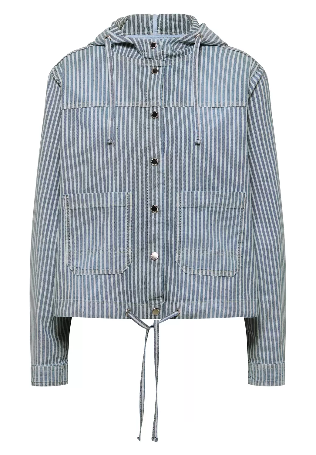 Overshirt mit Kapuze und Streifen