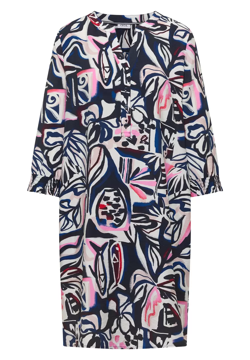 Knielanges Kleid mit grafischem Muster