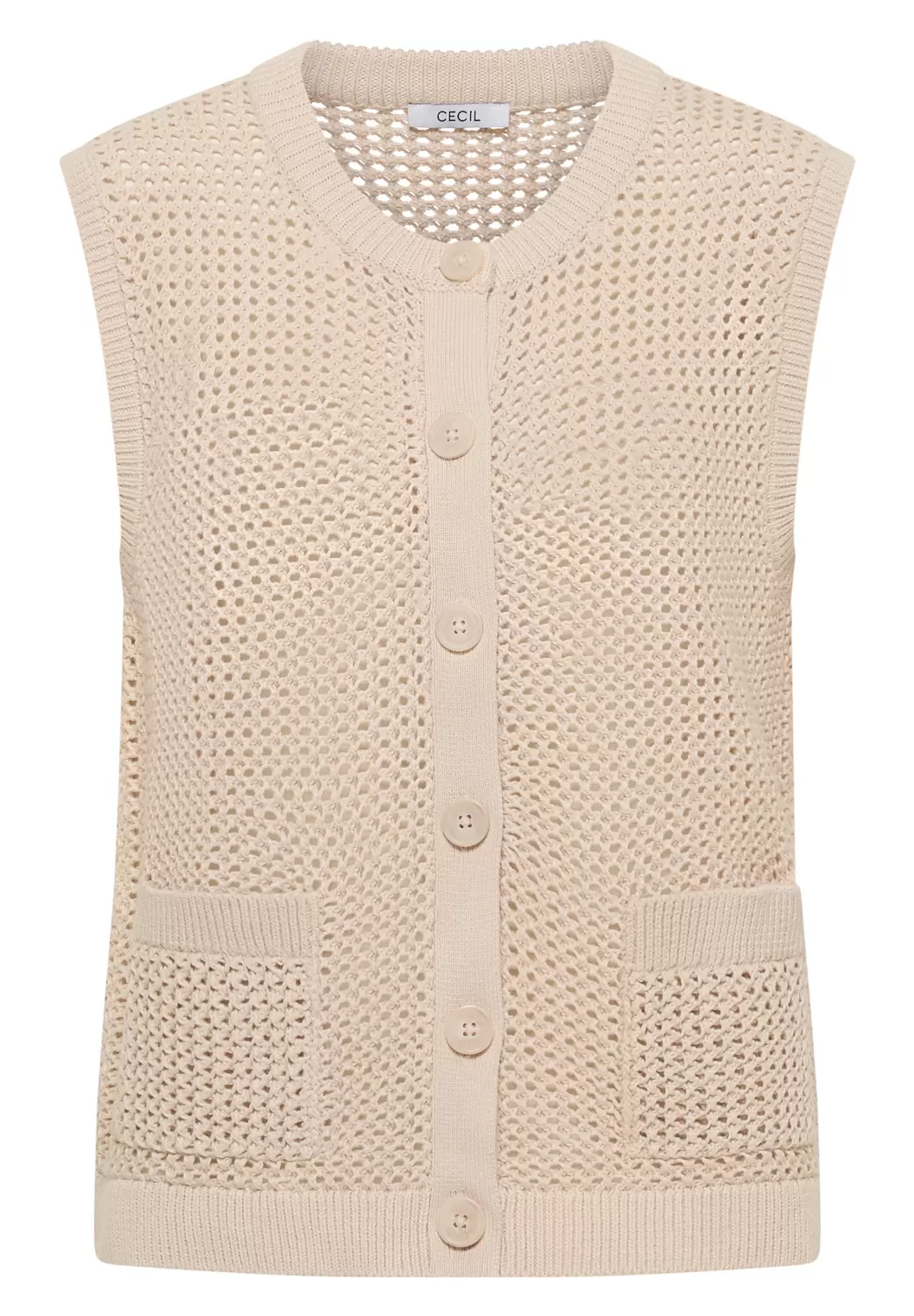 Weste mit Rundhals im Crochet-Look