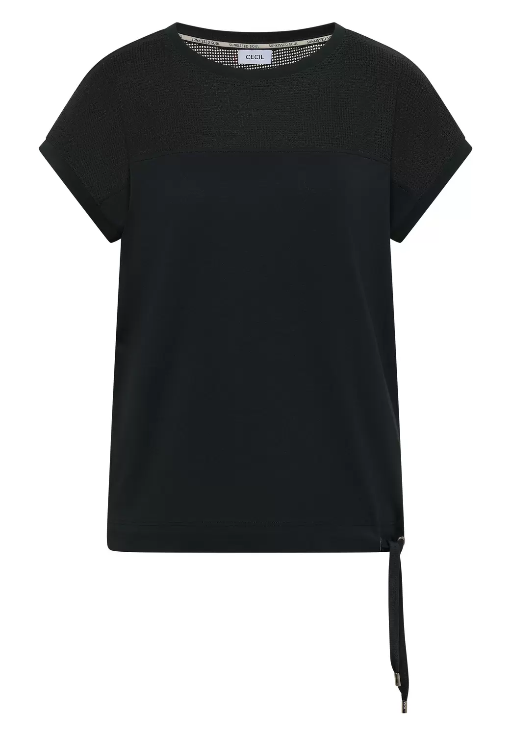 T-Shirt mit Boatneck und Mesh-Einsatz