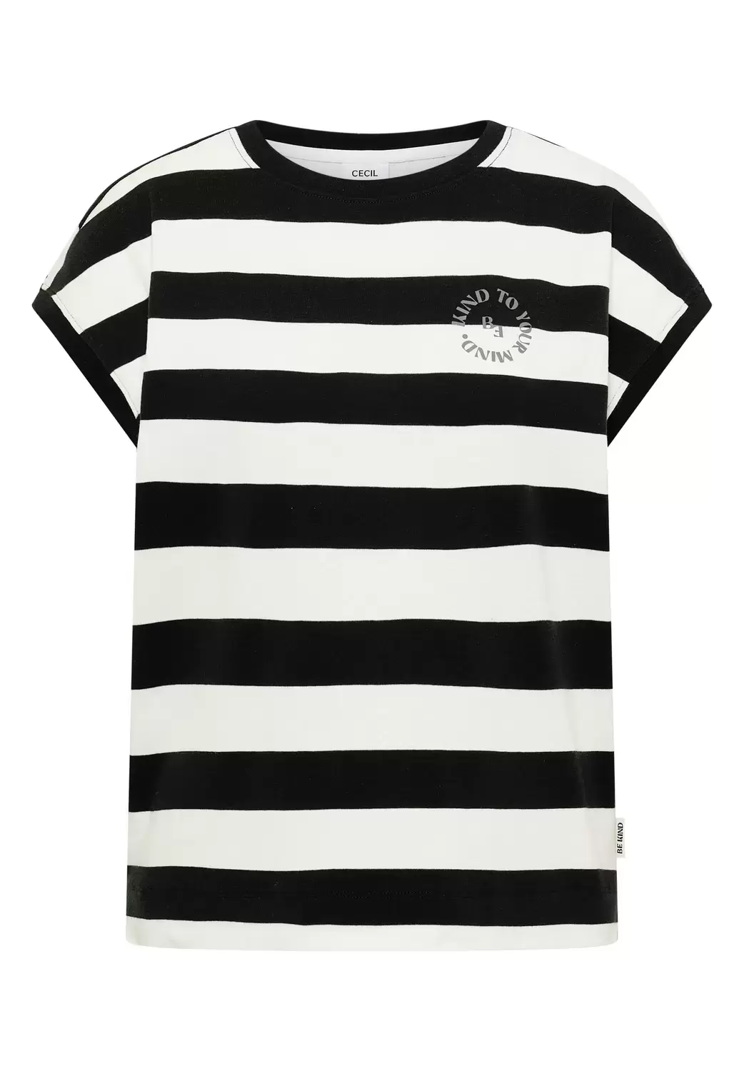 T-Shirt mit Streifen und Printdetail