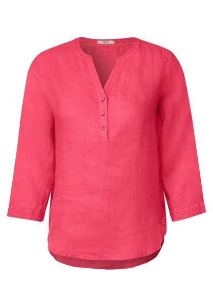 LINEN_Blouse solid - 14472/strawberry red