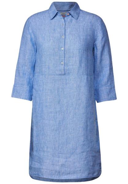 LINEN_Polo dress chambray stri - 22770/marina blue