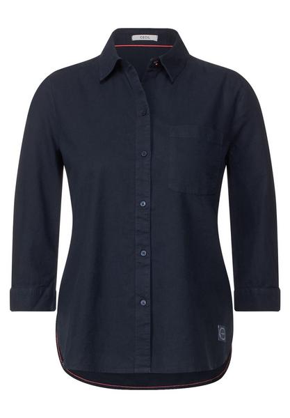 LINEN_co/li solid Blouse 3/4 t - 10128/deep blue