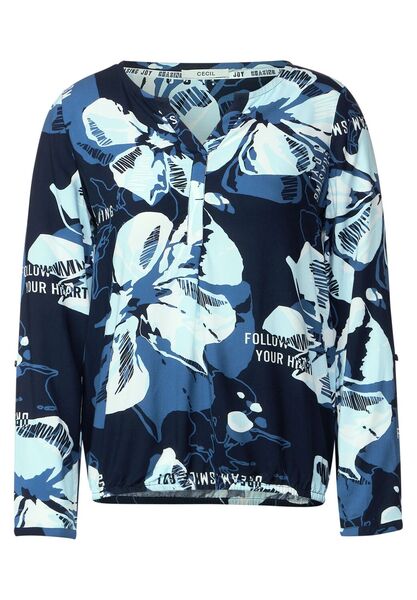 TOS Multicolor Split Neck Blou - 30128/deep blue