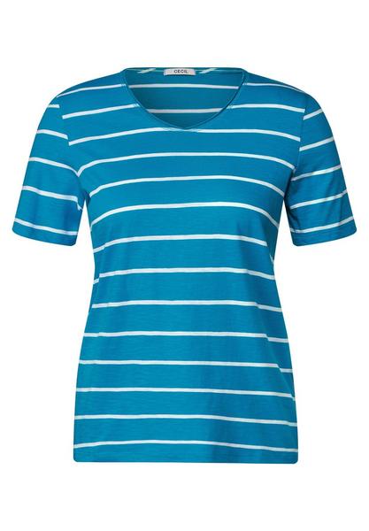 NOS Stripe Rounded V-Neck - 24753/caribbean blue