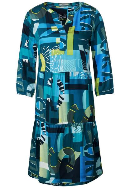 AOP Print Dress - 34744/teal blue
