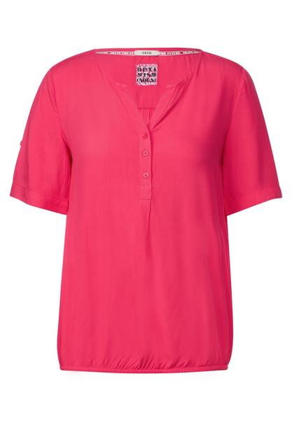 NOS Solid Split Neck Blouse - 14472/strawberry red