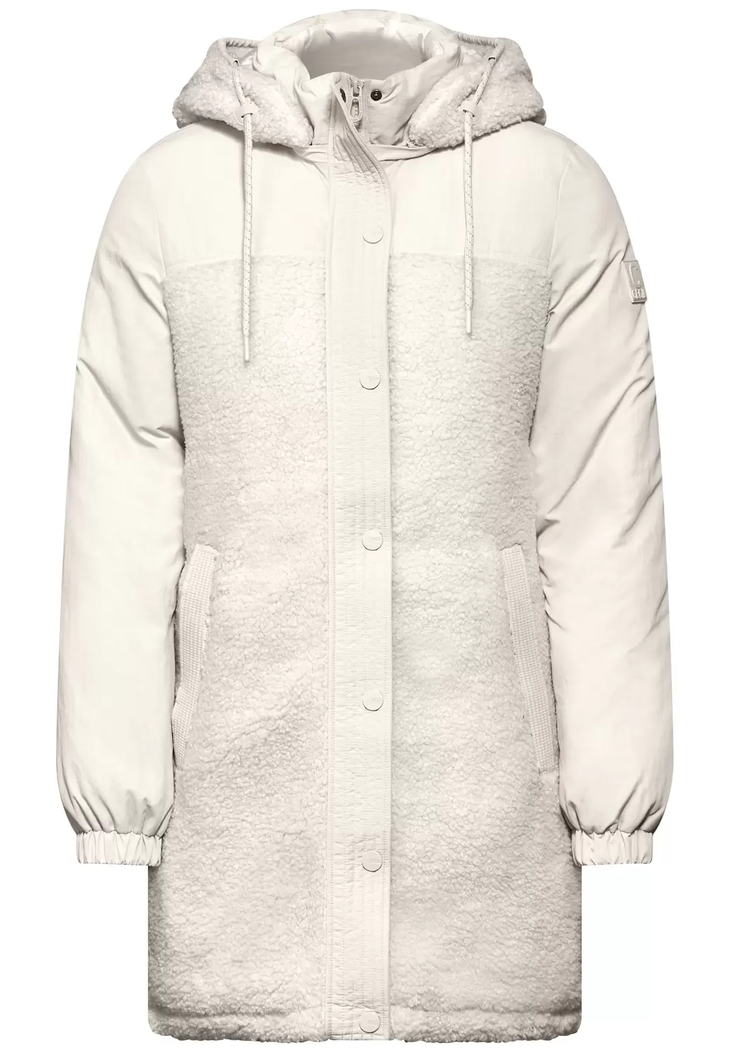 Lange Materialmix-Jacke