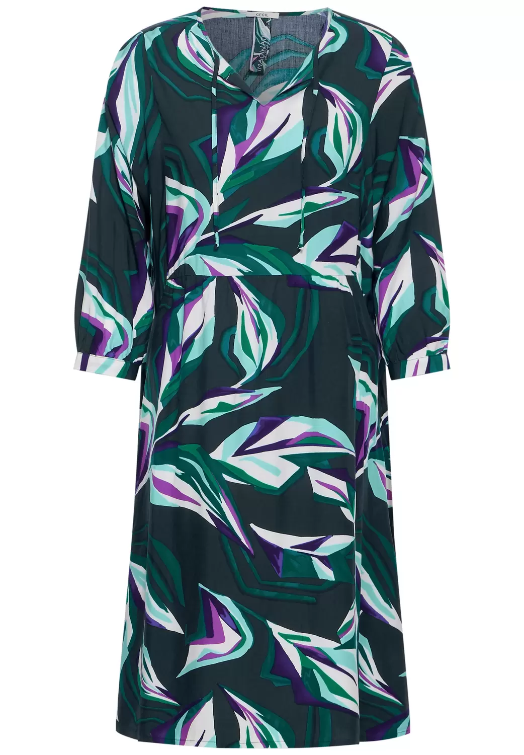 Cecil Kleid Damen Cecil Damen Sommerkleid - Gemustert Mit V-Ausschnitt & 3/4-u00c4rmeln Damen Sommerkleider