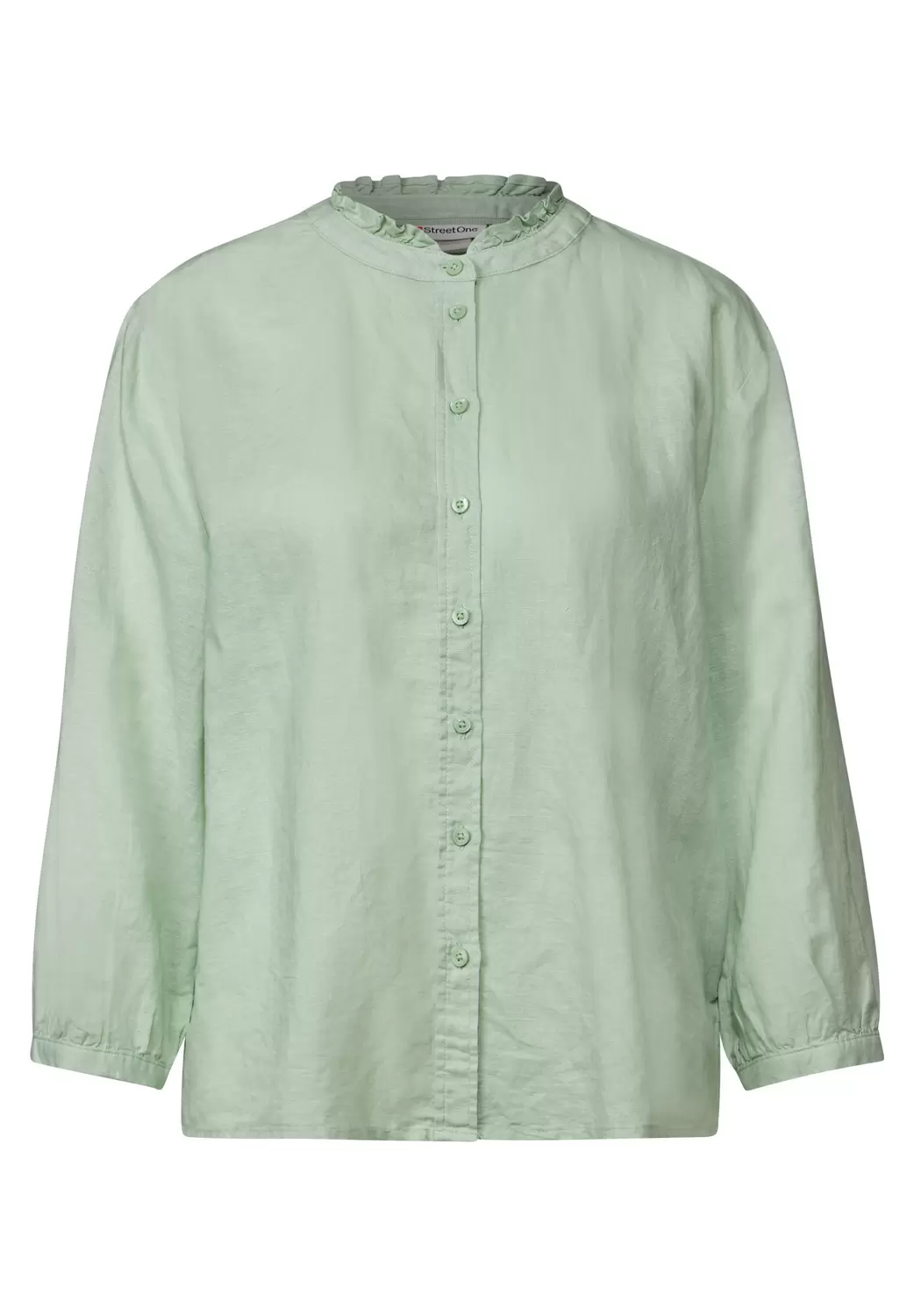 Leinenmix Bluse mit Rüschen