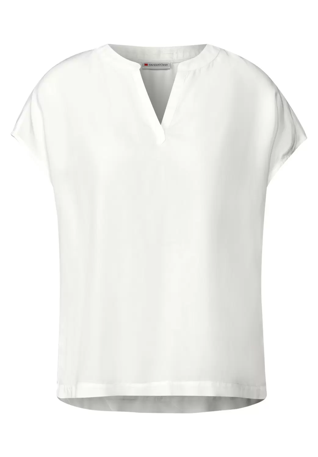 Split Neck Bluse in Unifarbe