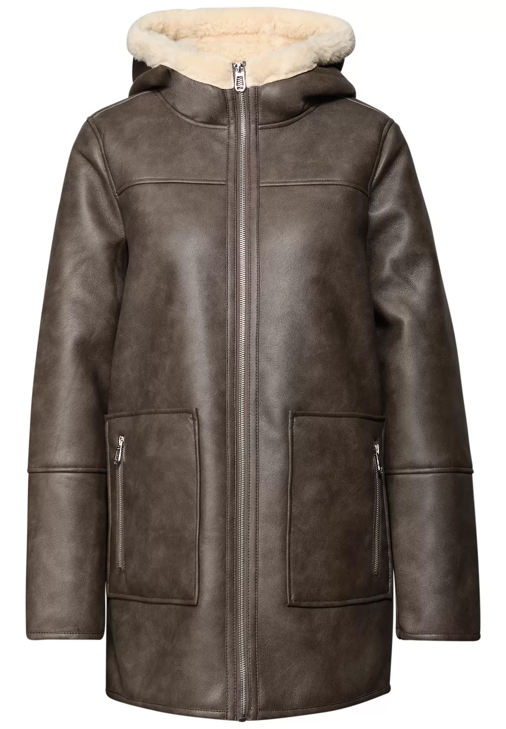 Mid Length Hoody Doubleface Fa - 16652/Sandy Mocca