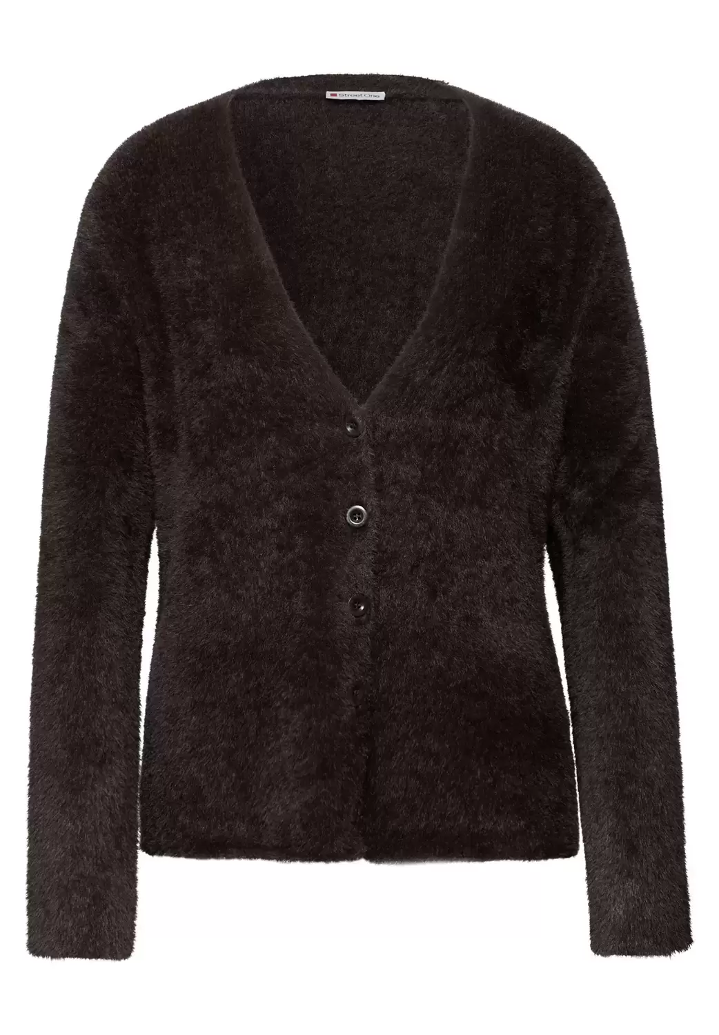 LTD QR_fluffy cardigan - 16866/deep roast brown