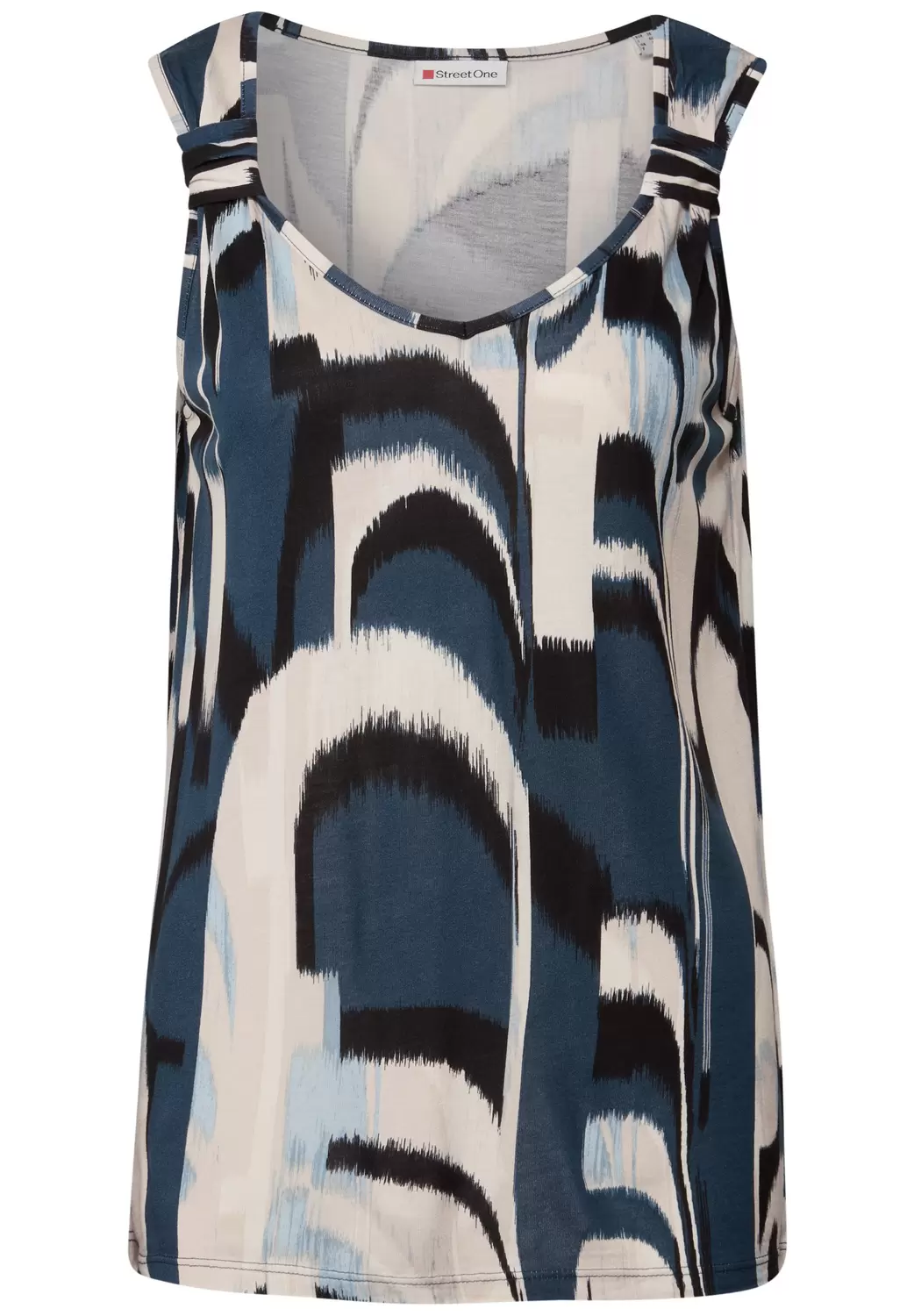 Printed jersey top w.knot deta female