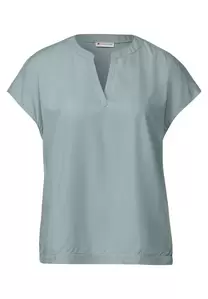 Split Neck Bluse in Unifarbe