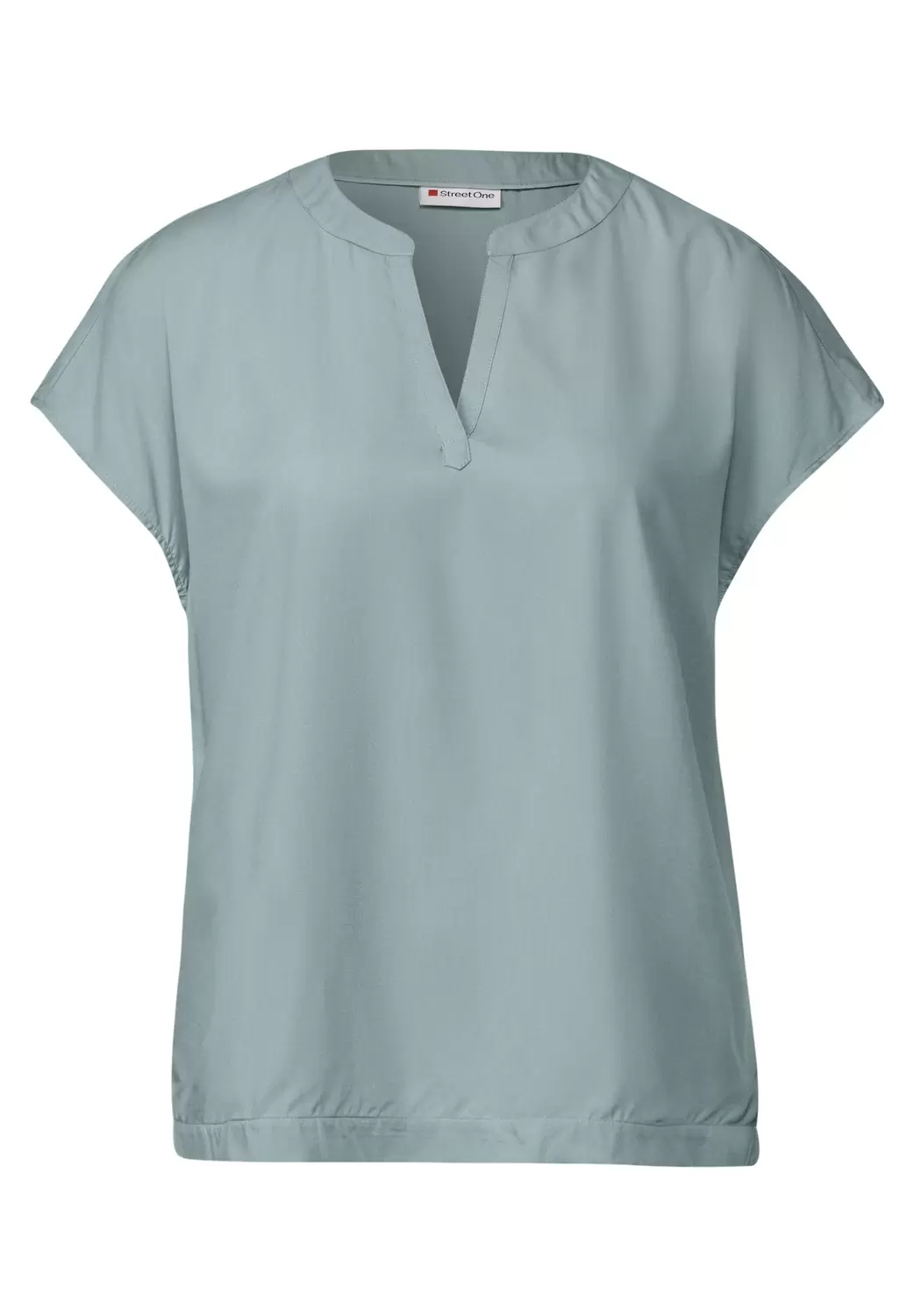 Split Neck Bluse in Unifarbe