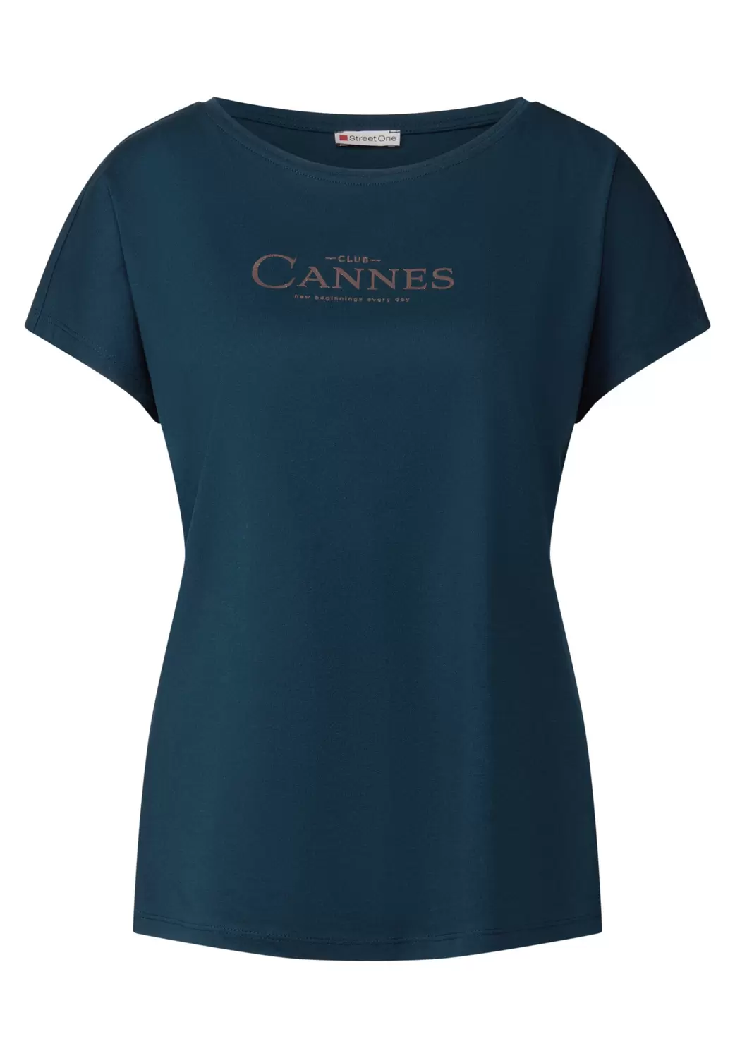 LTD QR basic foil print shirt - 26857/tide blue