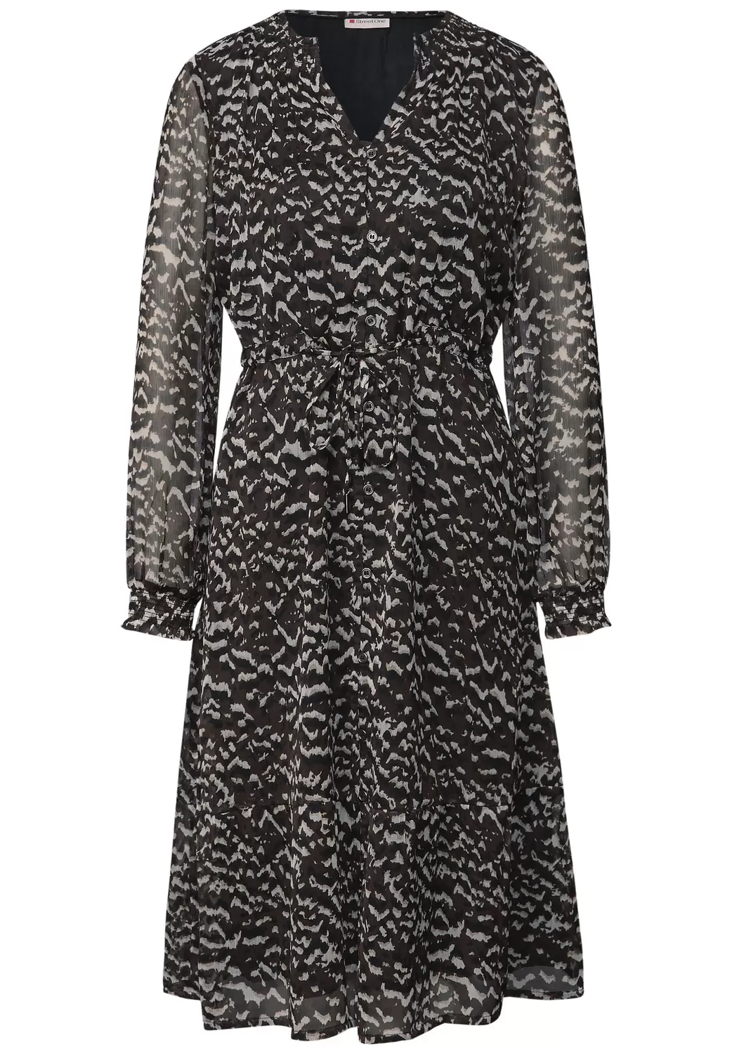 Chiffonkleid mit Smokdetails