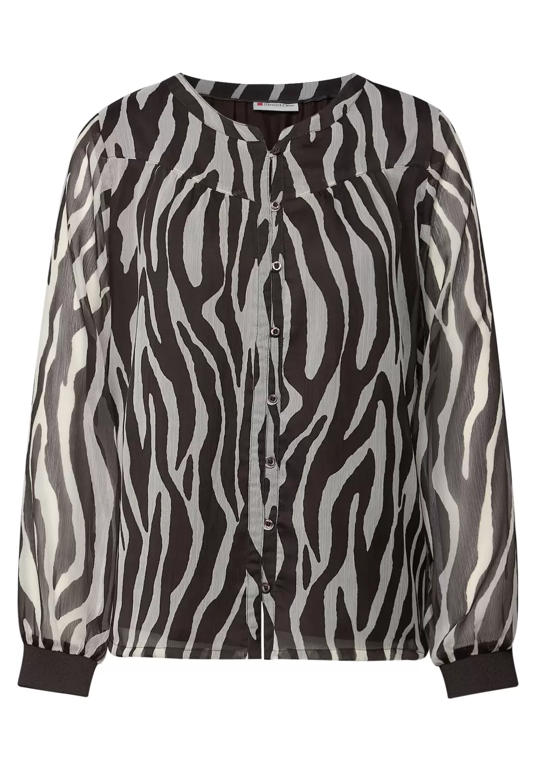 Printed chiffon blouse w plack