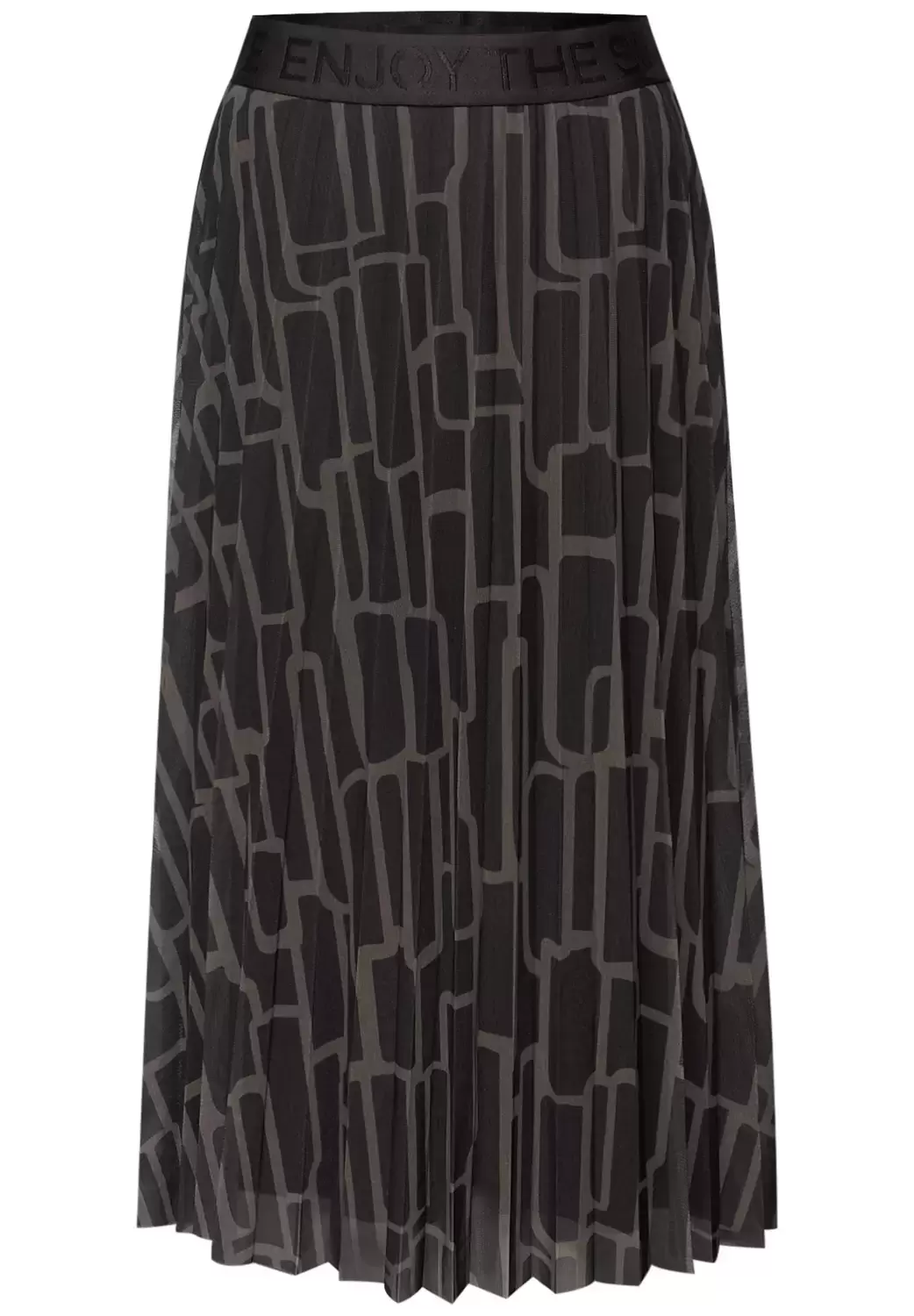Mesh Plissée Rock mit Print